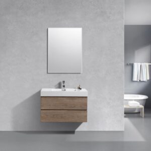 Bliss 36″ Butternut Wall Mount Modern Bathroom Vanity