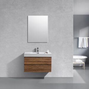 Bliss 36″ Chestnut Wall Mount Modern Bathroom Vanity