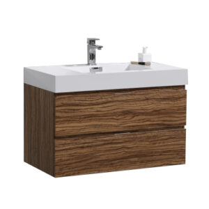 Bliss 36″ Chestnut Wall Mount Modern Bathroom Vanity