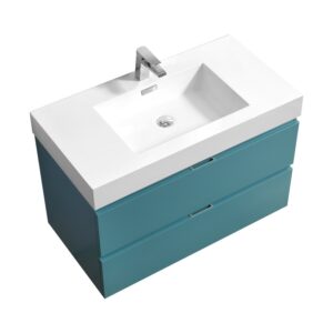 Bliss 36″ Teal Green Wall Mount Modern Bathroom Vanity