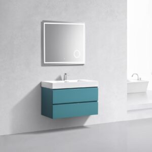 Bliss 36″ Teal Green Wall Mount Modern Bathroom Vanity