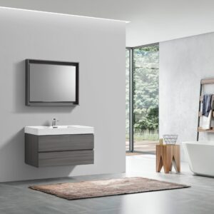 Bliss 36″ Vulcan Ash Grey Wall Mount Modern Bathroom Vanity