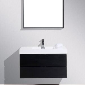 Bliss 40″ Black Wood Wall Mount Modern Bathroom Vanity