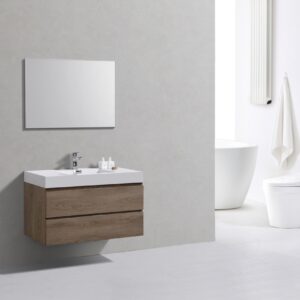 Bliss 40″ Butternut Wall Mount Modern Bathroom Vanity