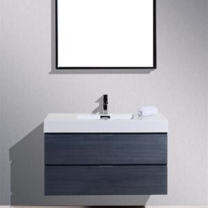 Bliss 40″ Gray Oak Wall Mount Modern Bathroom Vanity