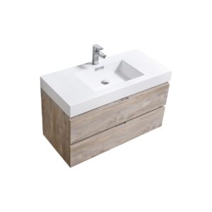 Bliss 40″ Nature Wood Wall Mount Modern Bathroom Vanity