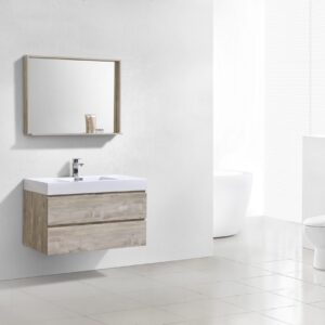 Bliss 40″ Nature Wood Wall Mount Modern Bathroom Vanity