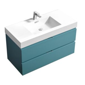 Bliss 40″ Teal Green Wall Mount Modern Bathroom Vanity