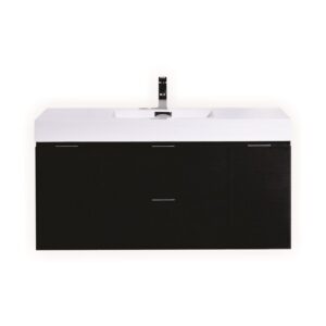 Bliss 48″ Black Wall Mount Single Sink Modern Bathroom Vanity