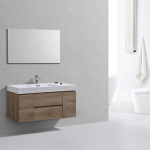Bliss 48″ Butternut Wall Mount Single Sink Modern Bathroom Vanity