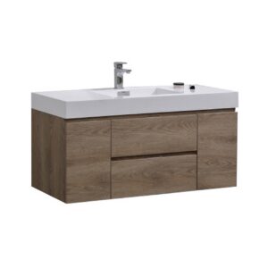 Bliss 48″ Butternut Wall Mount Single Sink Modern Bathroom Vanity