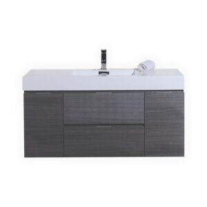 Bliss 48″ Gray Oak Wall Mount Single Sink Modern Bathroom Vanity