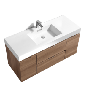 Bliss 48″ Honey Oak Wall Mount Single Sink Modern Bathroom Vanity
