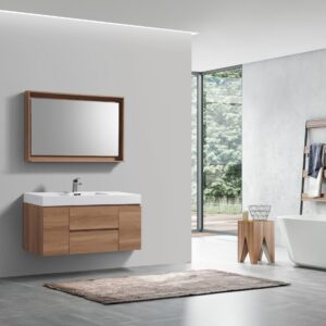 Bliss 48″ Honey Oak Wall Mount Single Sink Modern Bathroom Vanity