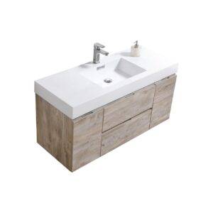 Bliss 48″ Nature Wood Wall Mount Single Sink Modern Bathroom Vanity
