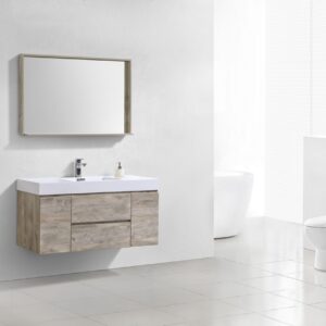 Bliss 48″ Nature Wood Wall Mount Single Sink Modern Bathroom Vanity