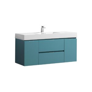 Bliss 48″ Teal Green Wall Mount Single Sink Modern Bathroom Vanity