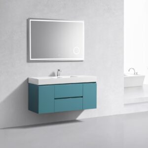 Bliss 48″ Teal Green Wall Mount Single Sink Modern Bathroom Vanity