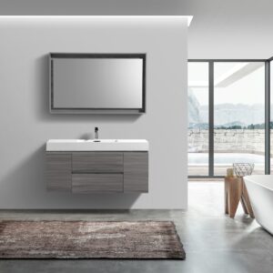 Bliss 48″ Vulcan Ash Grey Wall Mount Single Sink Modern Bathroom Vanity