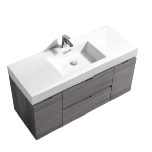 Bliss 48″ Vulcan Ash Grey Wall Mount Single Sink Modern Bathroom Vanity