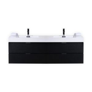 Bliss 72″ Black Wall Mount Double Sink Modern Bathroom Vanity