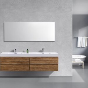 Bliss 72″ Chestnut Wall Mount Double Sink Modern Bathroom Vanity