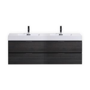 Bliss 72″ Gray Oak Wall Mount Double Sink Modern Bathroom Vanity