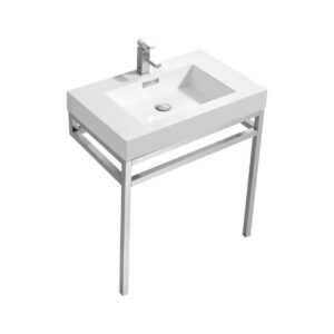 Haus 30″ Stainless Steel Console w/ White Acrylic Sink – Chrome