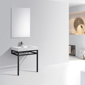 Haus 30″ Stainless Steel Console w/ White Acrylic Sink – Matte Black