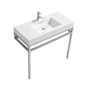 Haus 40″ Stainless Steel Console w/ White Acrylic Sink – Chrome