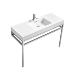 Haus 48″ Stainless Steel Console w/ White Acrylic Sink – Chrome