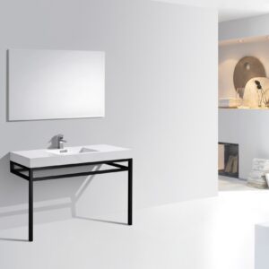 Haus 48″ Stainless Steel Console w/ White Acrylic Sink – Matte Black