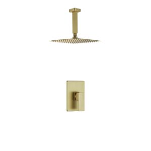 Aqua Piazza Gold Shower Set w/ 8″ Ceiling Mount Square Rain Shower
