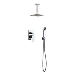 Aqua Piazza Shower Set w/ 8″ Ceiling Mount Square Rain Shower and Handheld