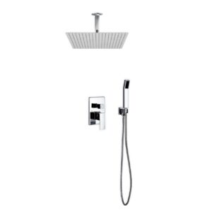Aqua Piazza Shower Set w/ 20″ Ceiling Mount Square Rain Shower and Handheld