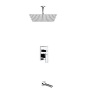 Aqua Piazza Shower Set w/ 20″ Ceiling Mount Square Rain Shower and Tub Filler