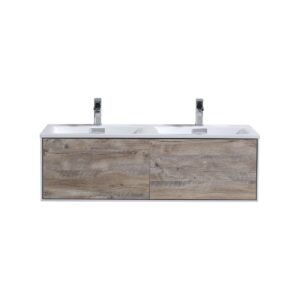 Divario 48″ Nature Wood Wall Mount Modern Bathroom Vanity