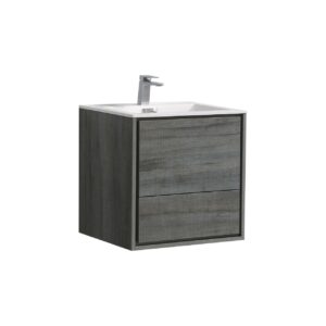 De Lusso 24″ Ocean Gray Wall Mount Modern Bathroom Vanity