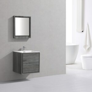 De Lusso 24″ Ocean Gray Wall Mount Modern Bathroom Vanity