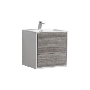 De Lusso 24″ Ash Gray Wall Mount Modern Bathroom Vanity