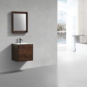 De Lusso 24″ Rose Wood Wall Mount Modern Bathroom Vanity