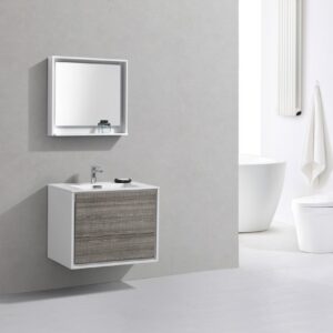 De Lusso 30″ Ash Gray Wall Mount Modern Bathroom Vanity