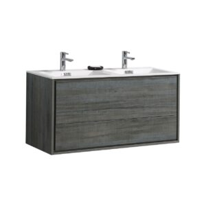 De Lusso 48″ Double Sink Ocean Gray Wall Mount Modern Bathroom Vanity