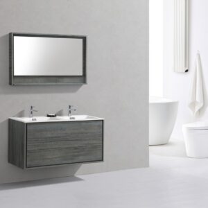De Lusso 48″ Double Sink Ocean Gray Wall Mount Modern Bathroom Vanity