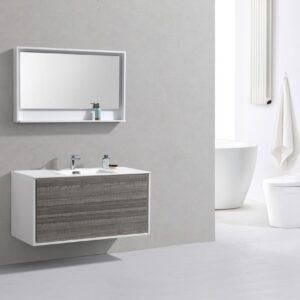 De Lusso 48″ Single Sink Ash Gray Wall Mount Modern Bathroom Vanity