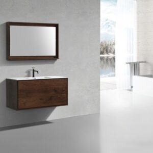 De Lusso 48″ Single Sink Rose Wood Wall Mount Modern Bathroom Vanity