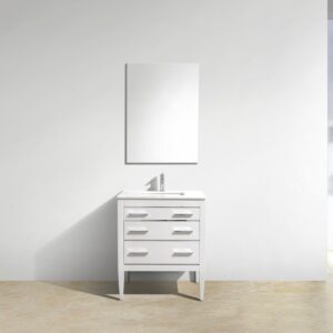 Eiffel 30” High Gloss White Vanity W/ White Countertop