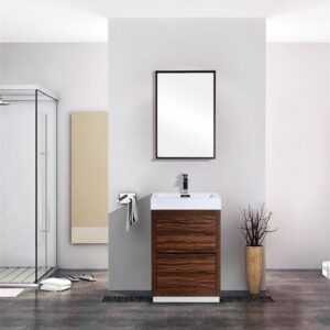 Bliss 24″ Walnut Free Standing Modern Bathroom Vanity