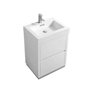Bliss 24″ High Gloss White Free Standing Modern Bathroom Vanity