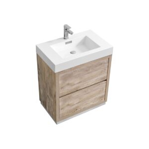 Bliss 30″ Nature Wood Floor Mount Modern Bathroom Vanity